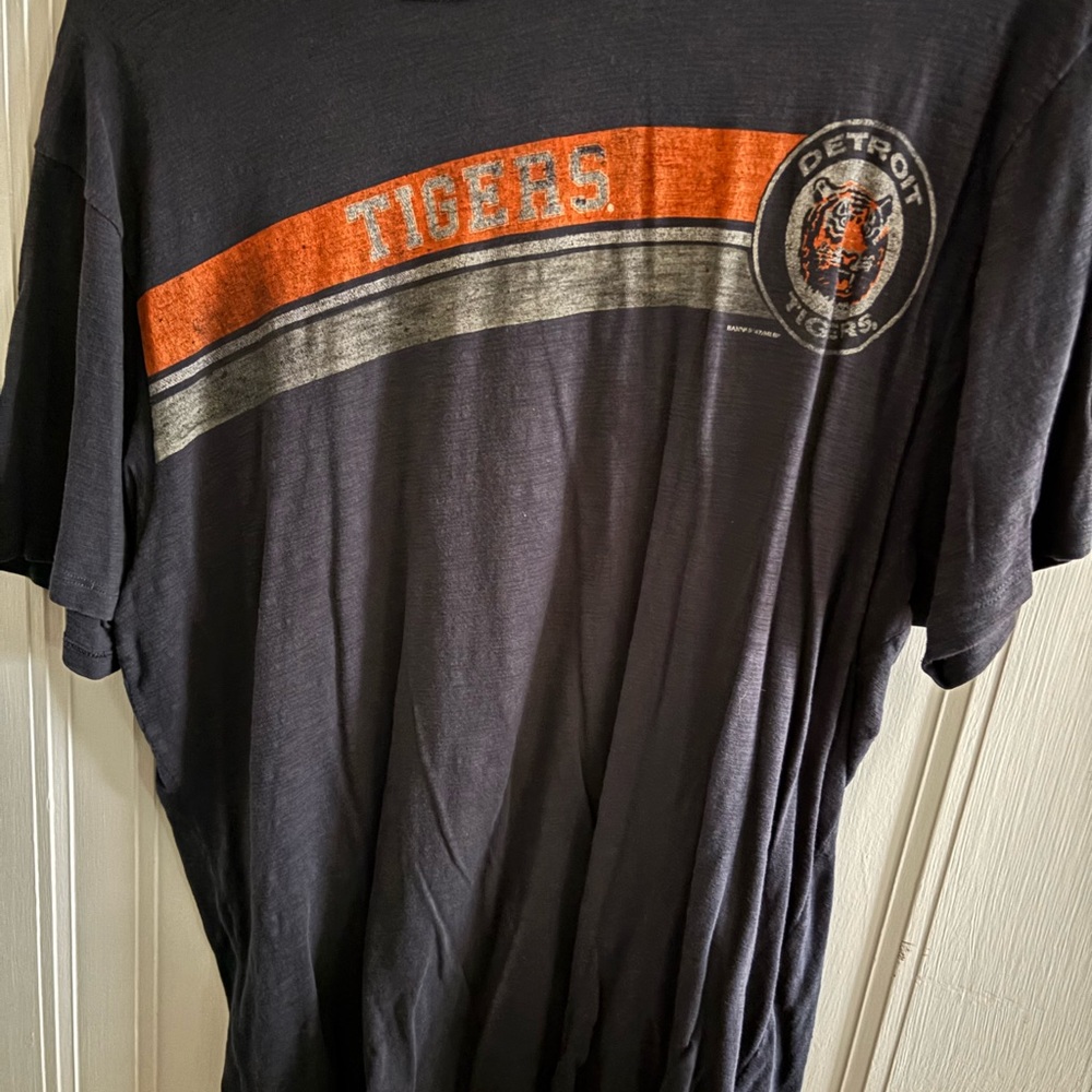 Unk Navy Short-Sleeve Tee with Orange and Gray Stripes